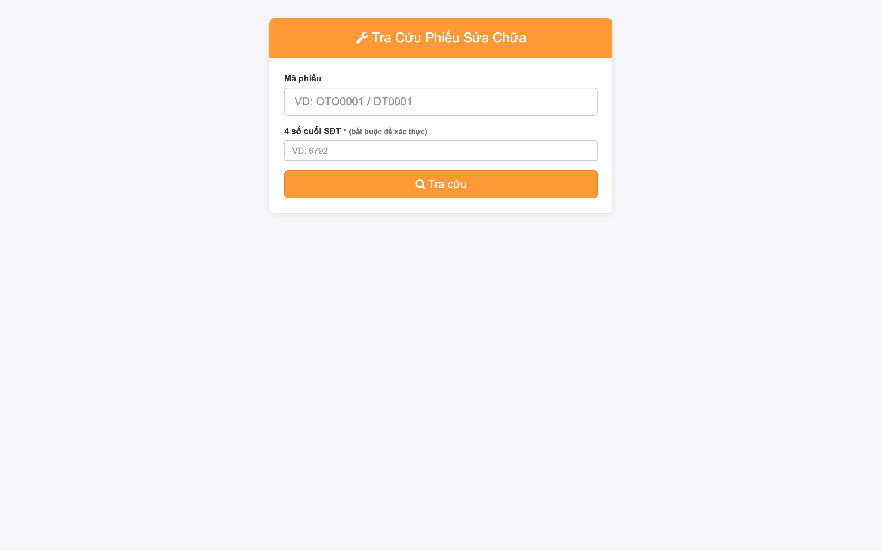 Tra cứu phiếu sửa chữa công khai